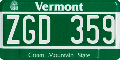 VT license plate ZGD359