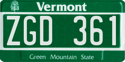 VT license plate ZGD361