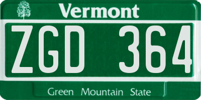 VT license plate ZGD364