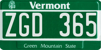VT license plate ZGD365