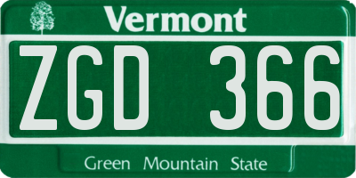 VT license plate ZGD366