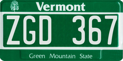 VT license plate ZGD367