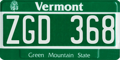 VT license plate ZGD368