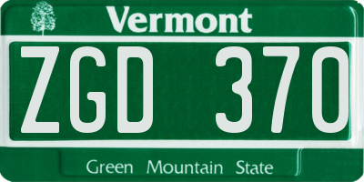 VT license plate ZGD370