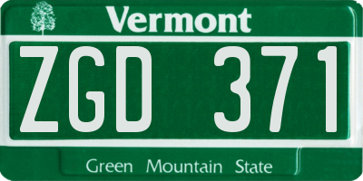 VT license plate ZGD371