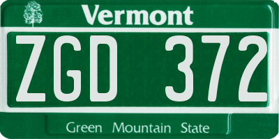 VT license plate ZGD372