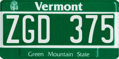 VT license plate ZGD375