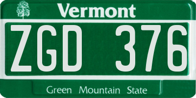VT license plate ZGD376