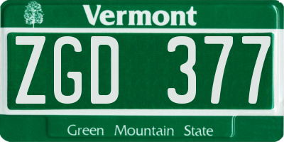 VT license plate ZGD377
