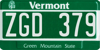 VT license plate ZGD379