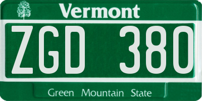VT license plate ZGD380