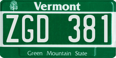 VT license plate ZGD381
