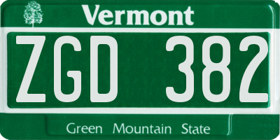 VT license plate ZGD382