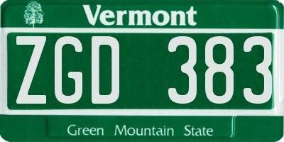 VT license plate ZGD383