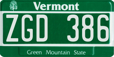VT license plate ZGD386