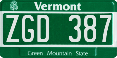 VT license plate ZGD387