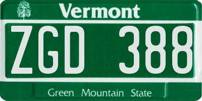 VT license plate ZGD388