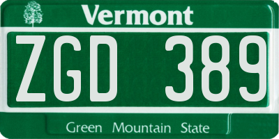 VT license plate ZGD389