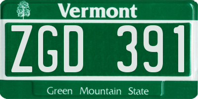 VT license plate ZGD391