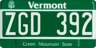 VT license plate ZGD392