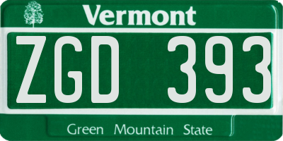 VT license plate ZGD393