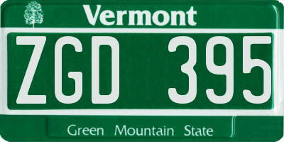 VT license plate ZGD395