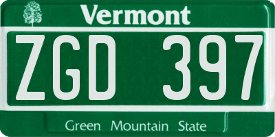 VT license plate ZGD397