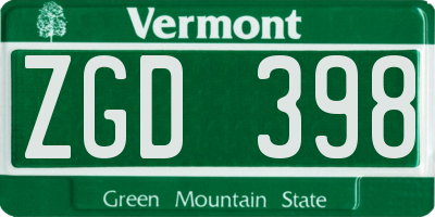 VT license plate ZGD398