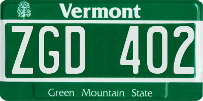 VT license plate ZGD402