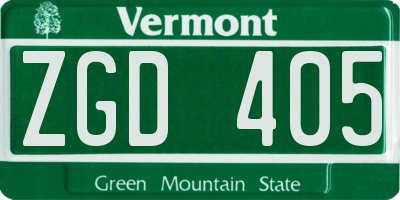 VT license plate ZGD405