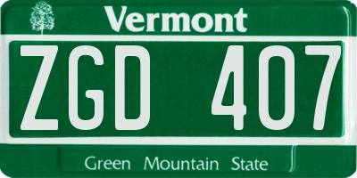 VT license plate ZGD407