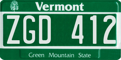 VT license plate ZGD412