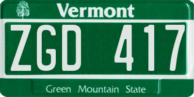 VT license plate ZGD417