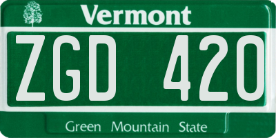 VT license plate ZGD420