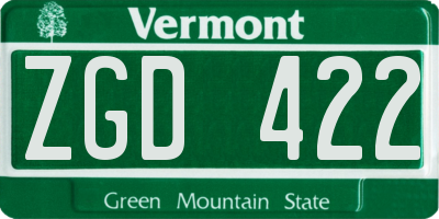 VT license plate ZGD422
