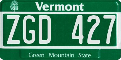 VT license plate ZGD427