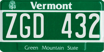 VT license plate ZGD432