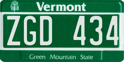 VT license plate ZGD434