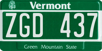 VT license plate ZGD437