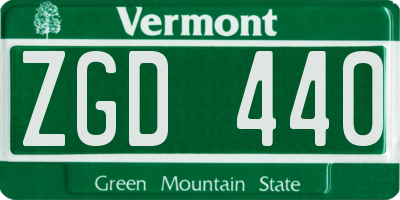 VT license plate ZGD440
