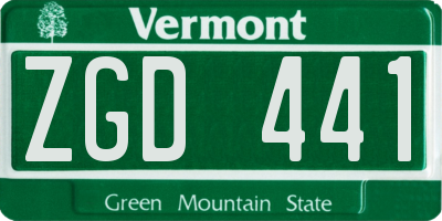 VT license plate ZGD441