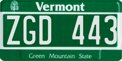 VT license plate ZGD443