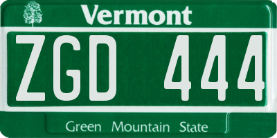 VT license plate ZGD444