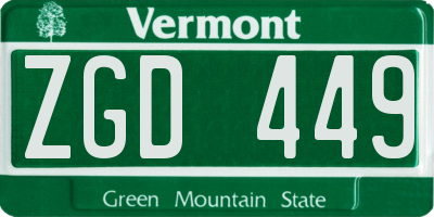 VT license plate ZGD449