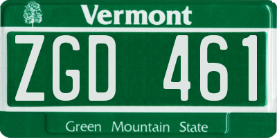 VT license plate ZGD461