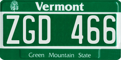 VT license plate ZGD466
