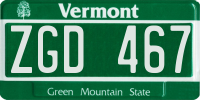 VT license plate ZGD467