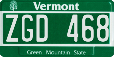 VT license plate ZGD468