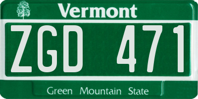 VT license plate ZGD471