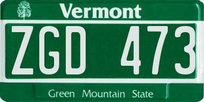 VT license plate ZGD473